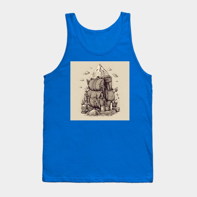 Backpacking Hiking Wanderlust Tank Top by Grassroots Green